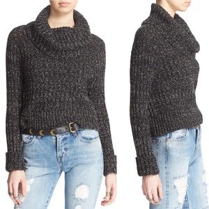 Free People Marled Twist Cable Turtleneck Sweater